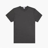 Front view of the Sunspel Classic T-shirt Charcoal highlighting the clean silhouette and rich charcoal tone.