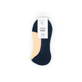 Tabio No Show Socks in navy, front view showing low-cut design and smooth cotton texture