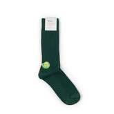Tabio Power Rib Mid Calf Socks in green, front view showing rib-knit construction