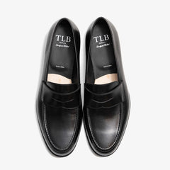 Top-down view showing the buckle detail and grain texture of the TLB Mallorca 325 Goya Buckled Loafer.