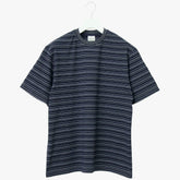 Yonetomi Random Border T-Shirt Black Navy × White Front View