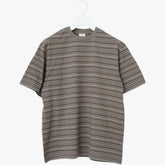 Yonetomi Random Border T-Shirt Gray × White Front View