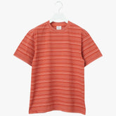 Yonetomi Random Border T-Shirt Terracotta × White Front View