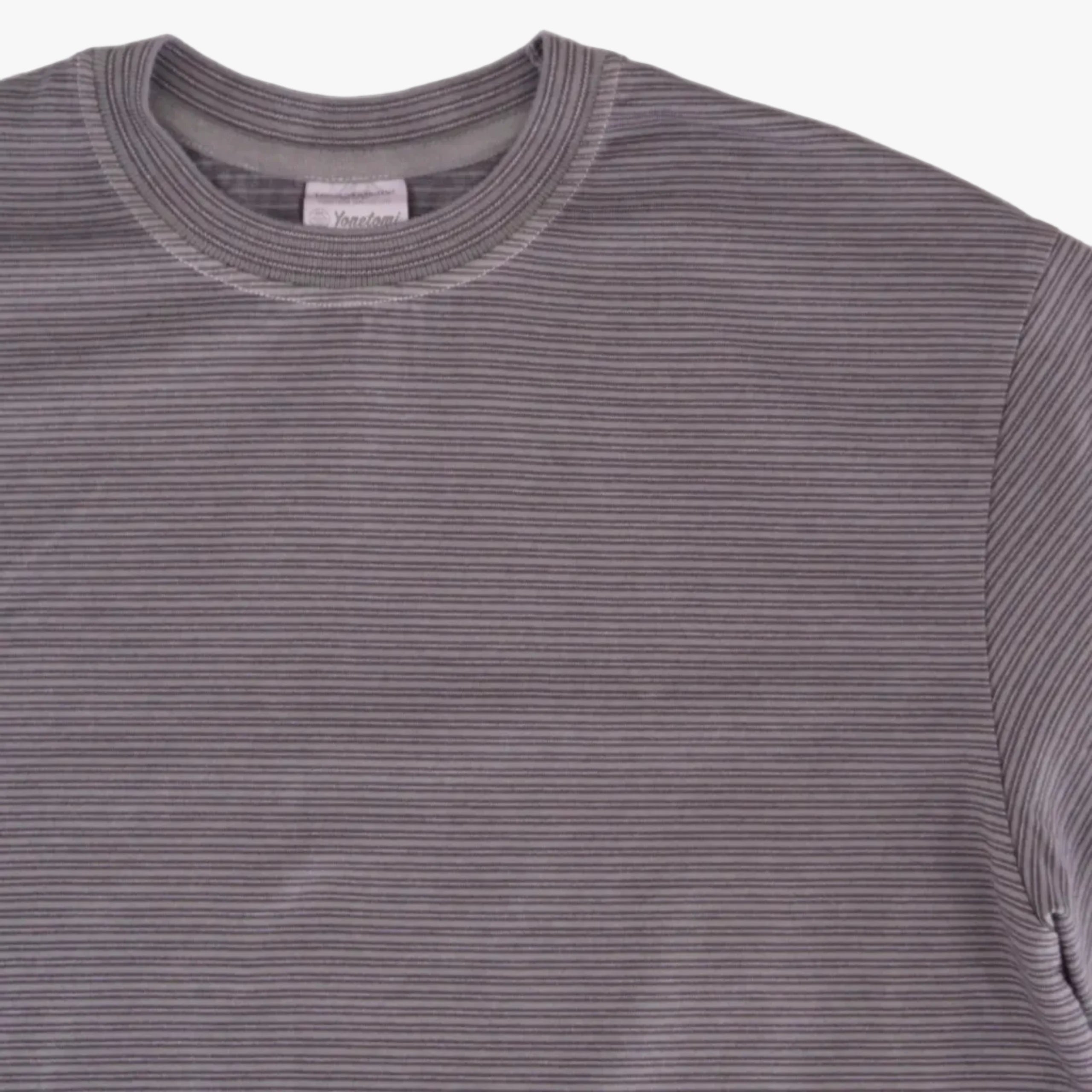 Yonetomi Garment Dyed Ramdom Border T-shirt D.Gray×Gray