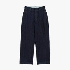 Front view of the Ciota Denim Slacks Navy One Wash showing the tailored silhouette, clean front rise, and deep navy one-wash denim tone.