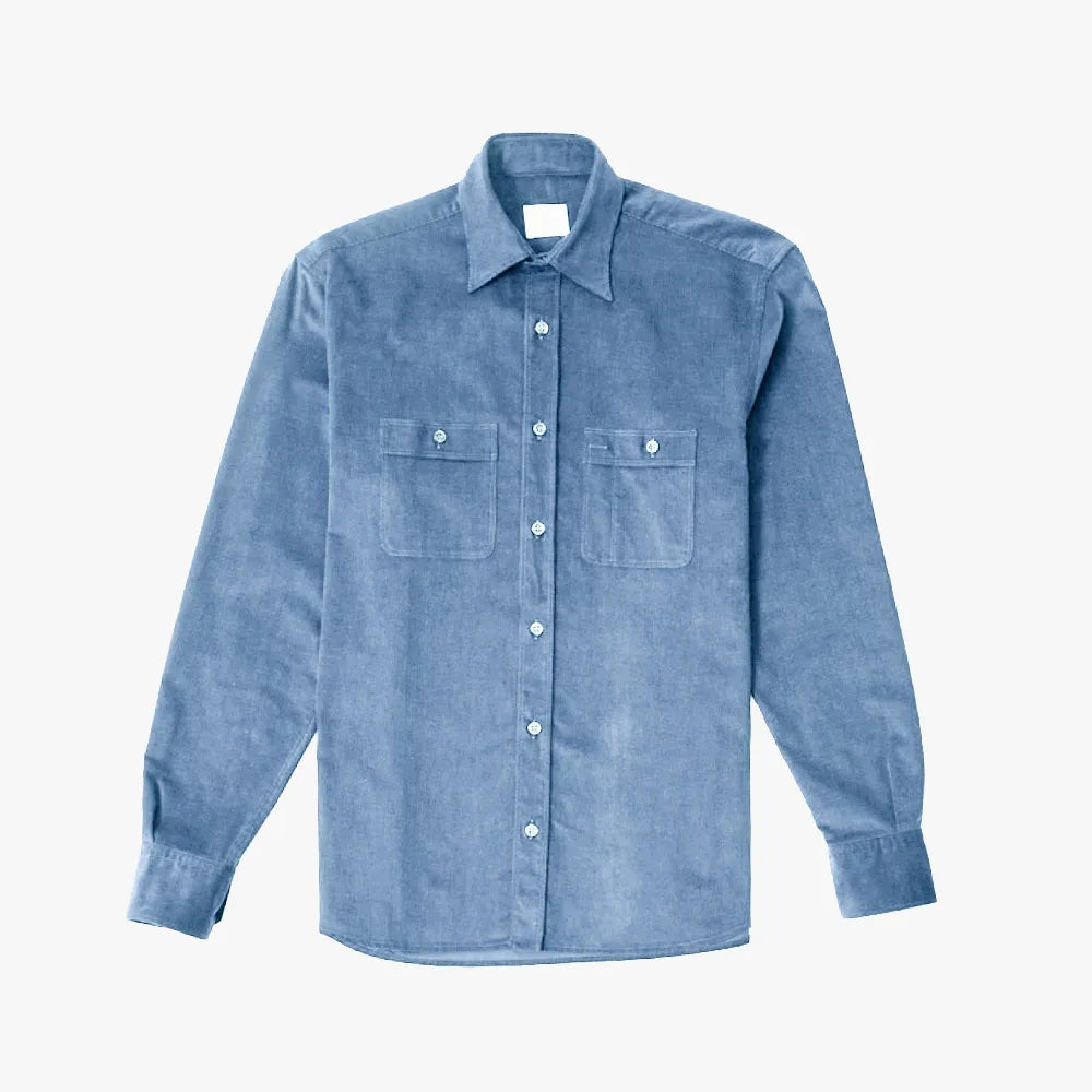 Front view of the Gallia Shirt 0V07X Blue showcasing its clean silhouette and button-front design.
