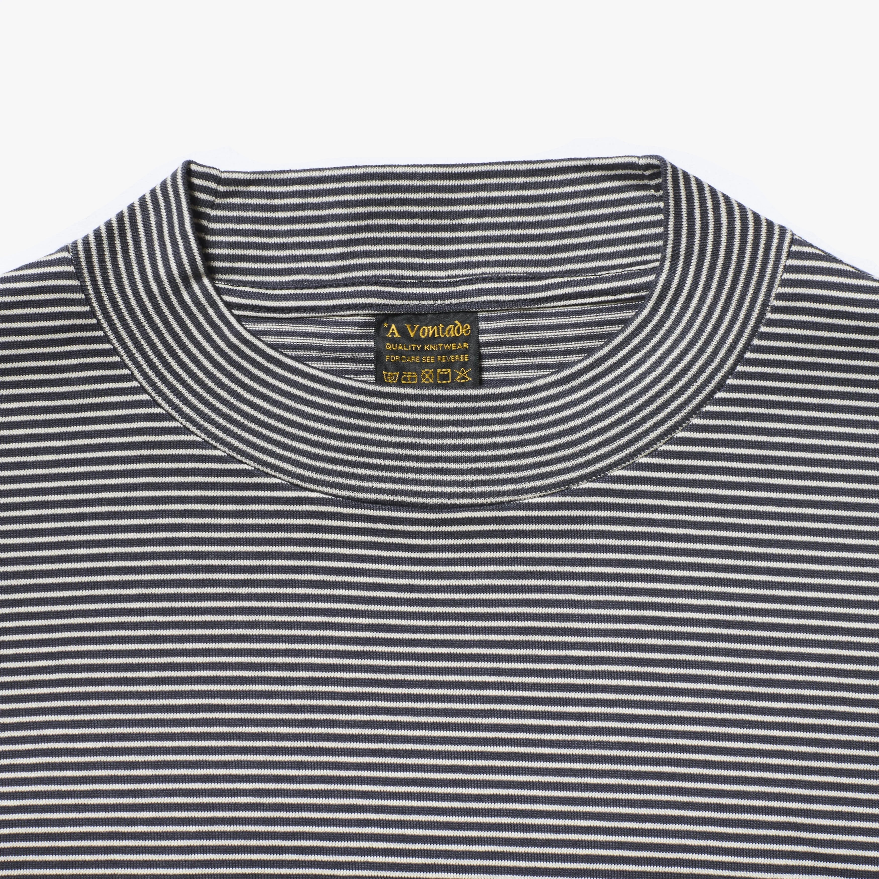 A Vontade Border Mock Neck Top SS Black/Ecru