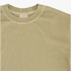 Yonetomi Garment Dyed Ramdom Border T-shirt Olive×L.brown