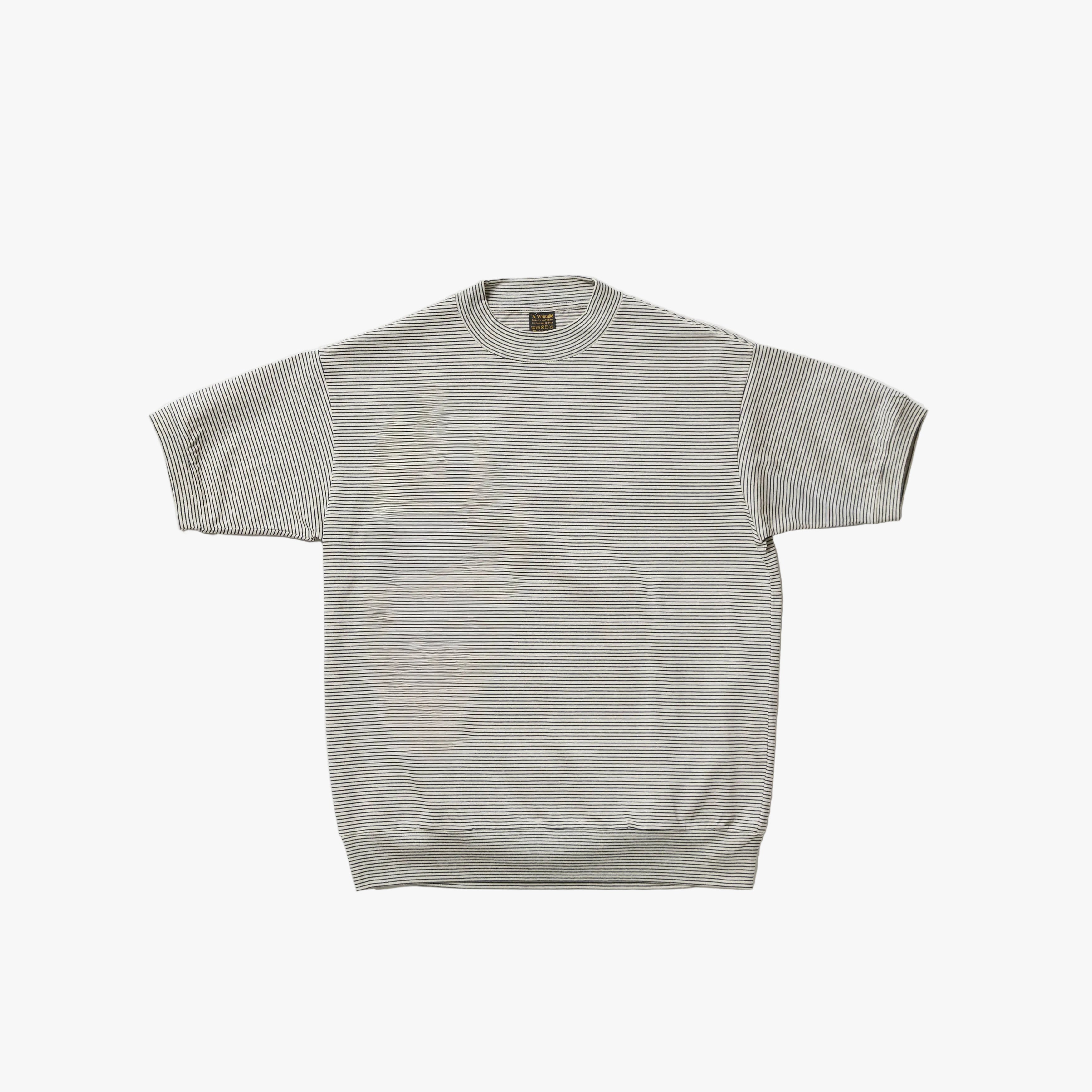 A Vontade Border Mock Neck Top SS Ecru/Marine Front View