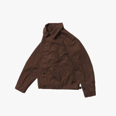 A Vontade Coal Mine Blouse Cotton/Hemp Duck Dk. Brown Collar Detail
