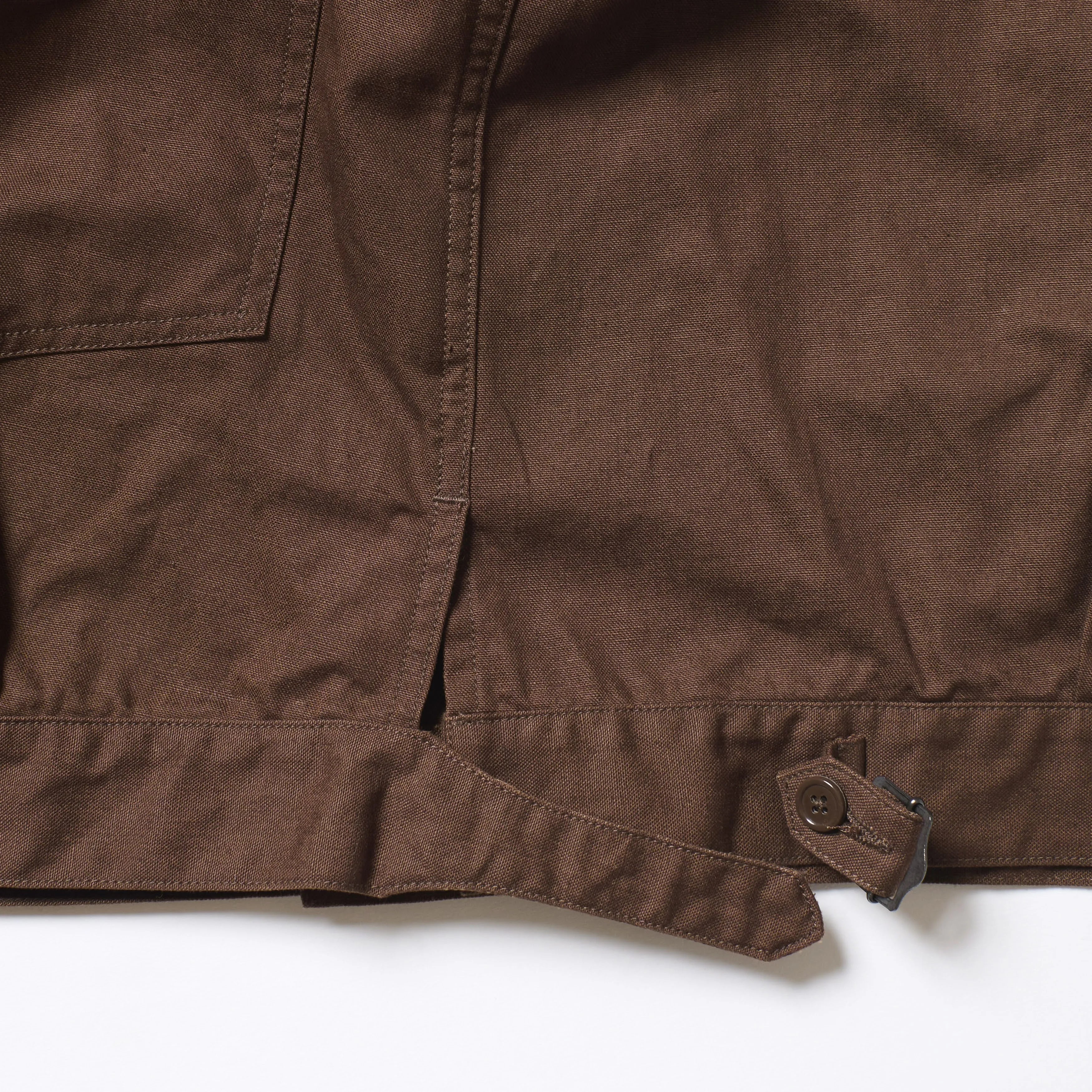 A Vontade Coal Mine Blouse Cotton/Hemp Duck Dk. Brown Fabric Texture Detail