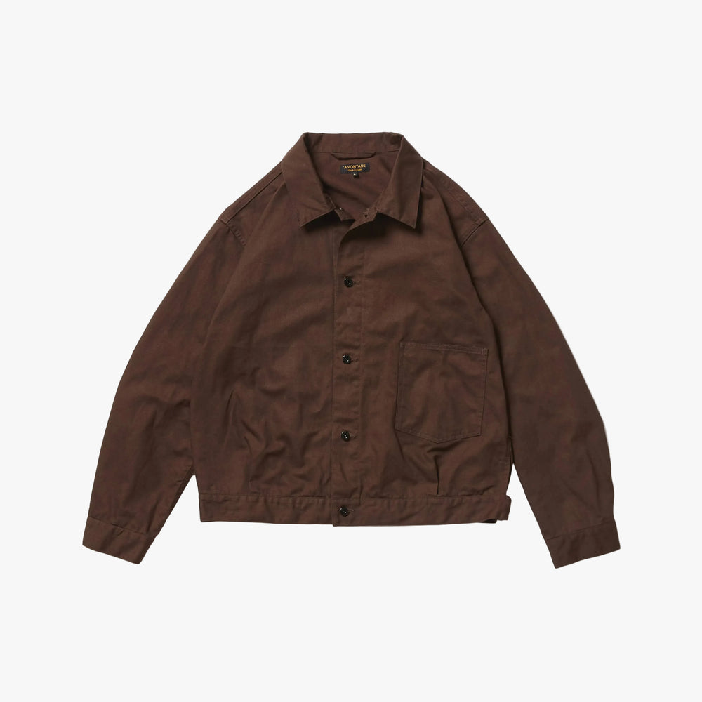 A Vontade Coal Mine Blouse Cotton/Hemp Duck Dk. Brown Front View