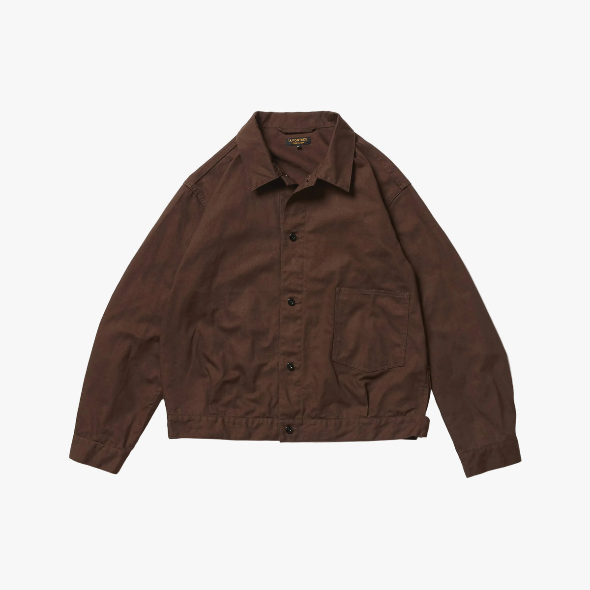 A Vontade Coal Mine Blouse Cotton/Hemp Duck Dk. Brown Front View