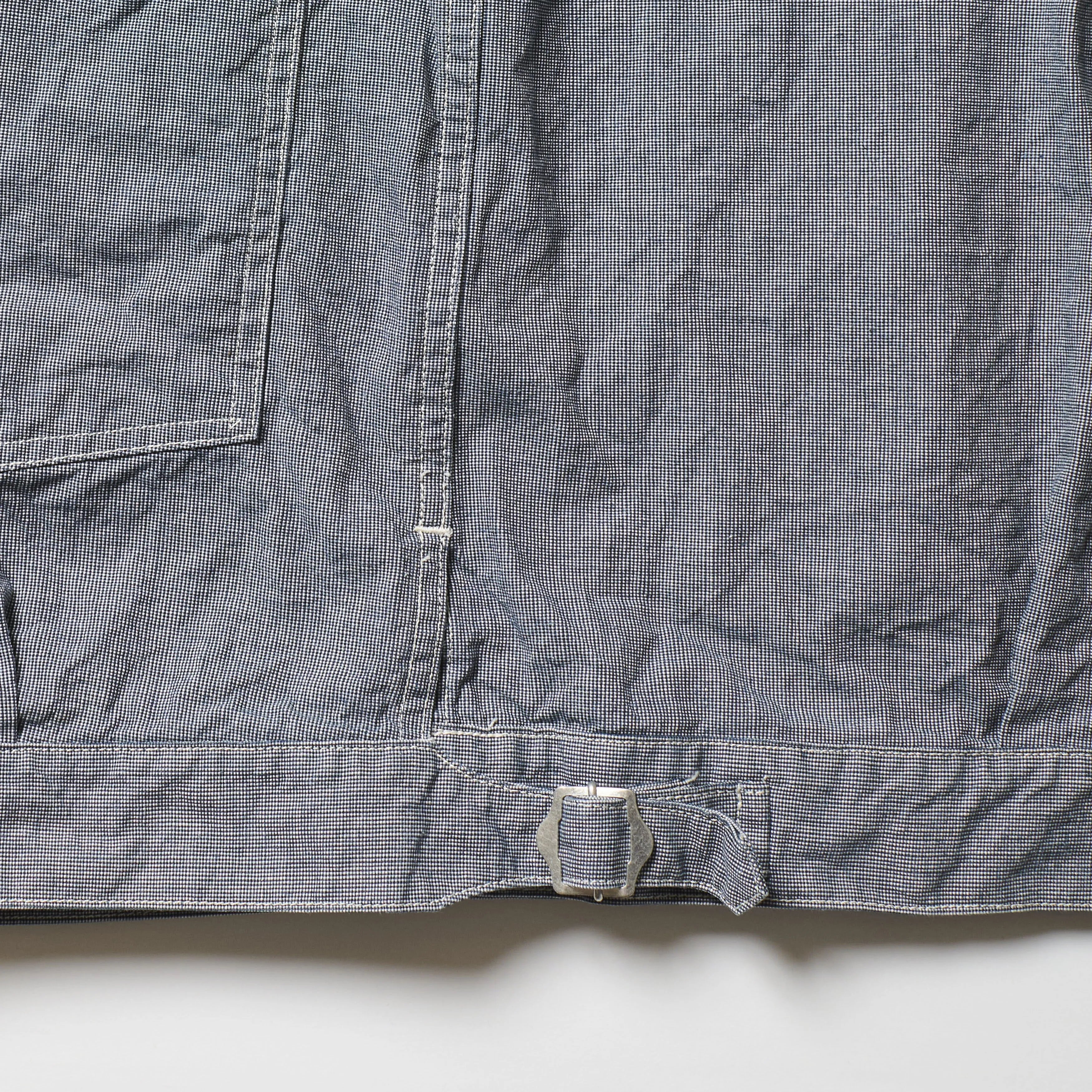 A Vontade Coal Mine Blouse Jacket Indigo Pincheck Back View