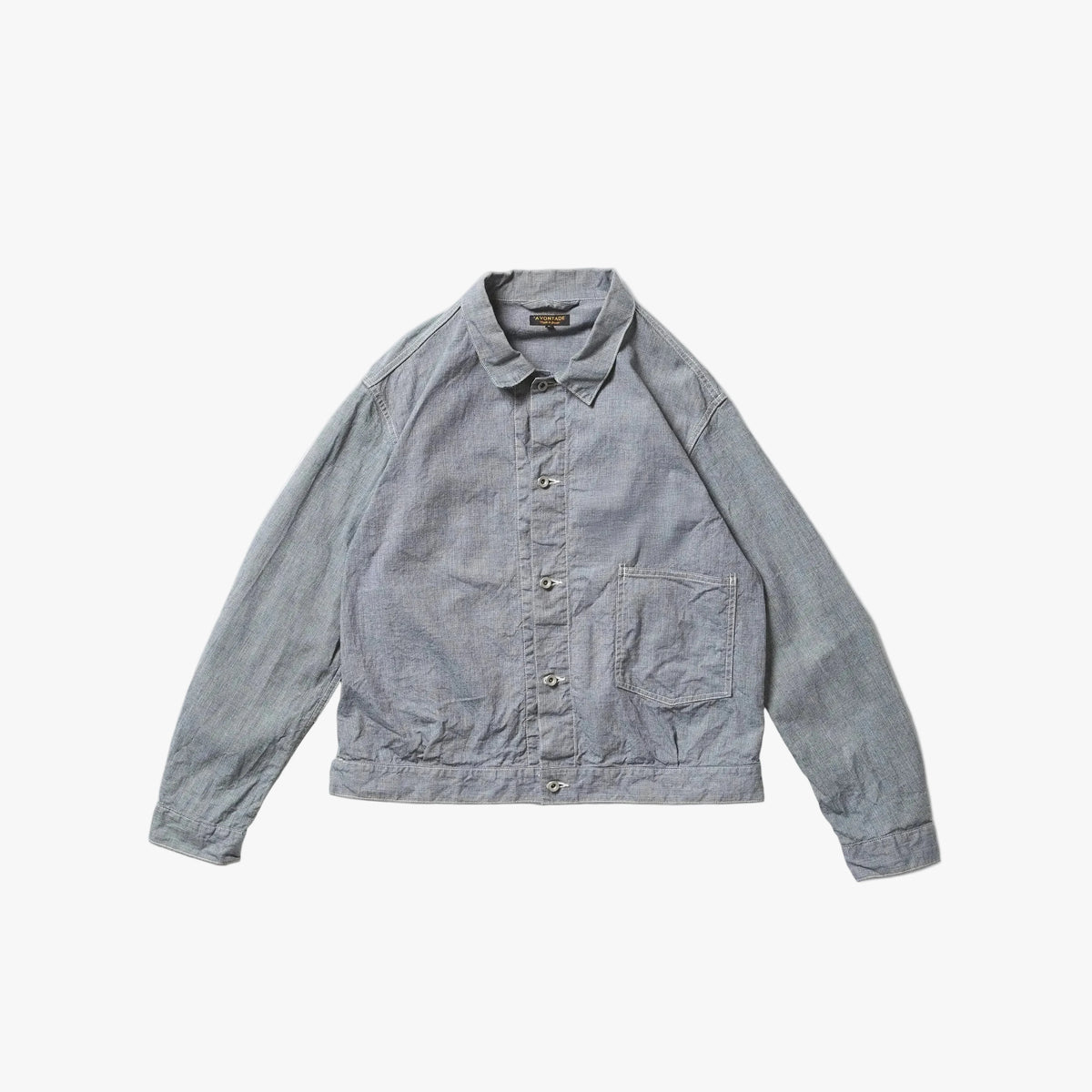 A Vontade Coal Mine Blouse Jacket Indigo Pincheck Front View