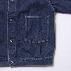 A Vontade Coal Mine Blouse Jacket Indigo Used Washed Chest Pocket Detail