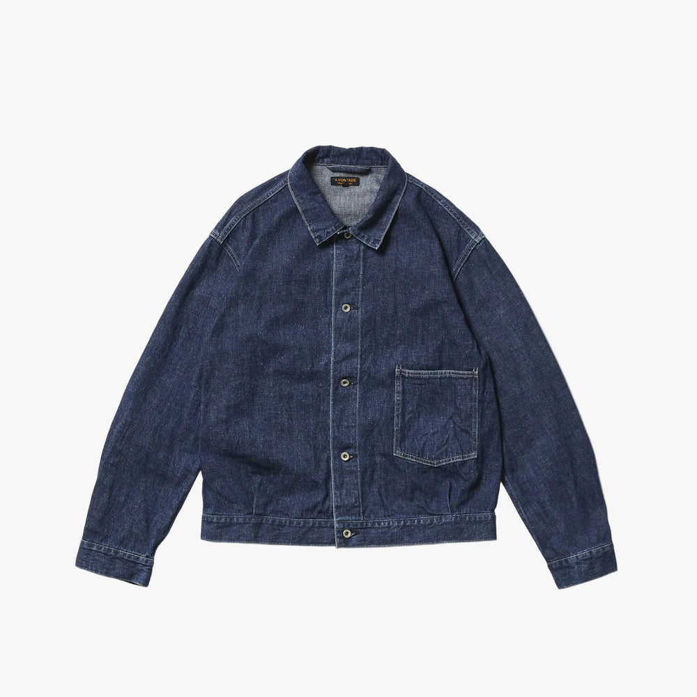 A Vontade Coal Mine Blouse Jacket Indigo Used Washed Front View