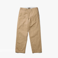 Front view of the A Vontade Type 45 Chino Trousers Wide Fit Beige showing the wide-leg silhouette, clean front, and classic chino construction.