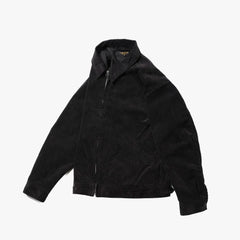 Front view of the A Vontade Zip Work Jacket in black corduroy showing the zip-front closure and classic workwear silhouette.