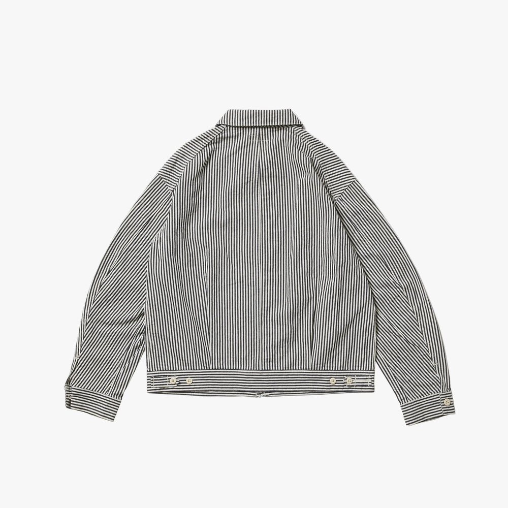 A Vontade Zip Work Jacket Hickory Hardtwist Chambray Indigo Back View