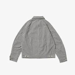 A Vontade Zip Work Jacket Hickory Hardtwist Chambray Indigo Back View