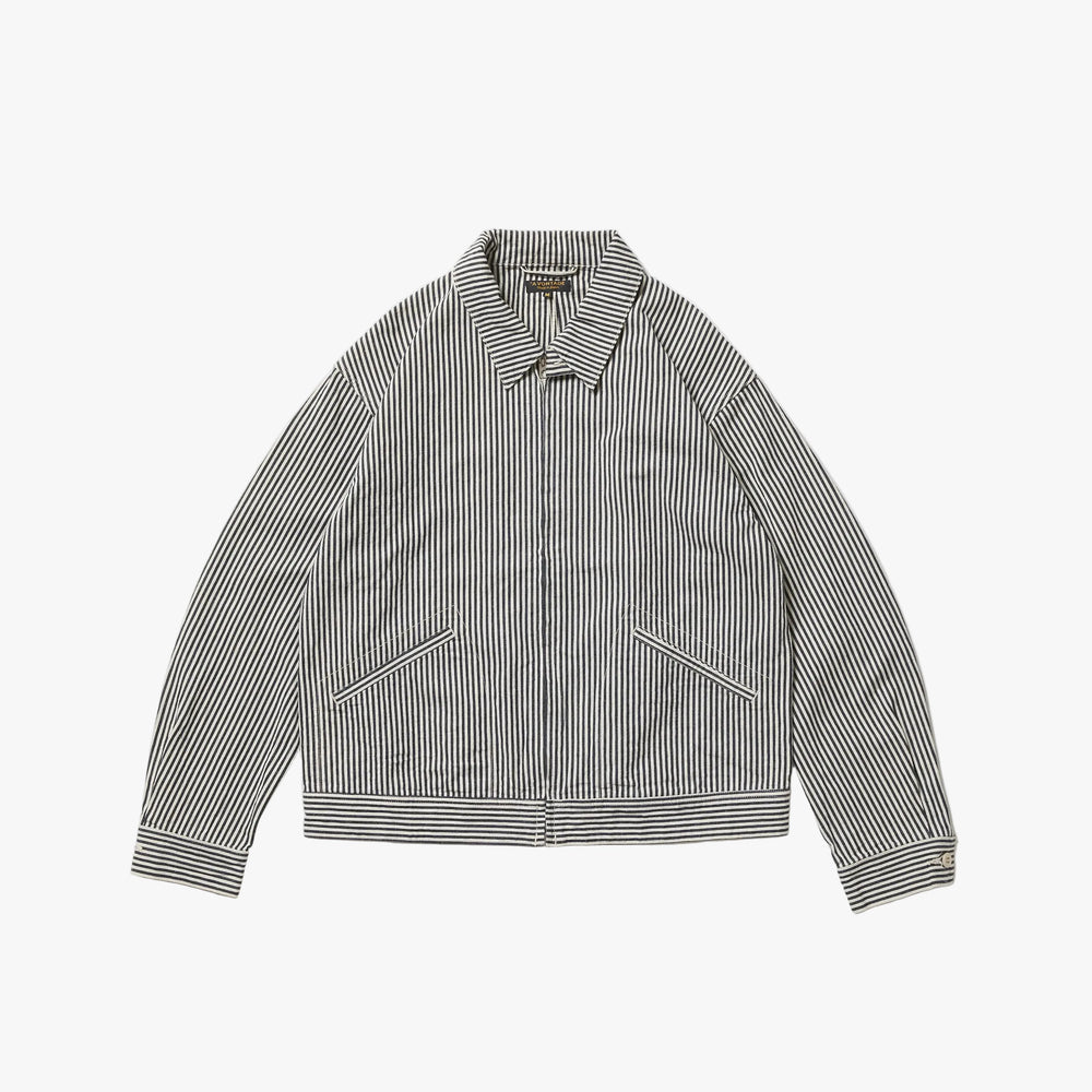 A Vontade Zip Work Jacket Hickory Hardtwist Chambray Indigo Front View