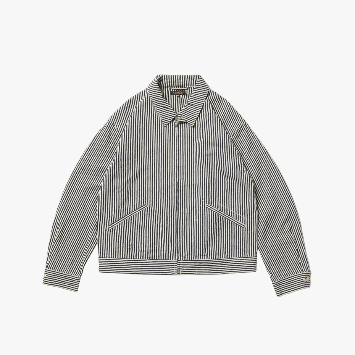 A Vontade Zip Work Jacket Hickory Hardtwist Chambray Indigo Front View