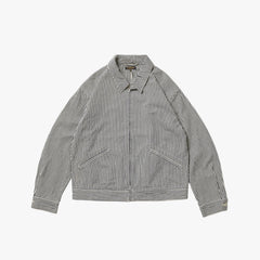 A Vontade Zip Work Jacket Hickory Hardtwist Chambray Indigo Front View