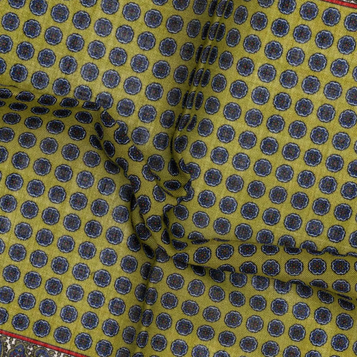 Close-up detail of the Adamley Pocket Square Floral Green