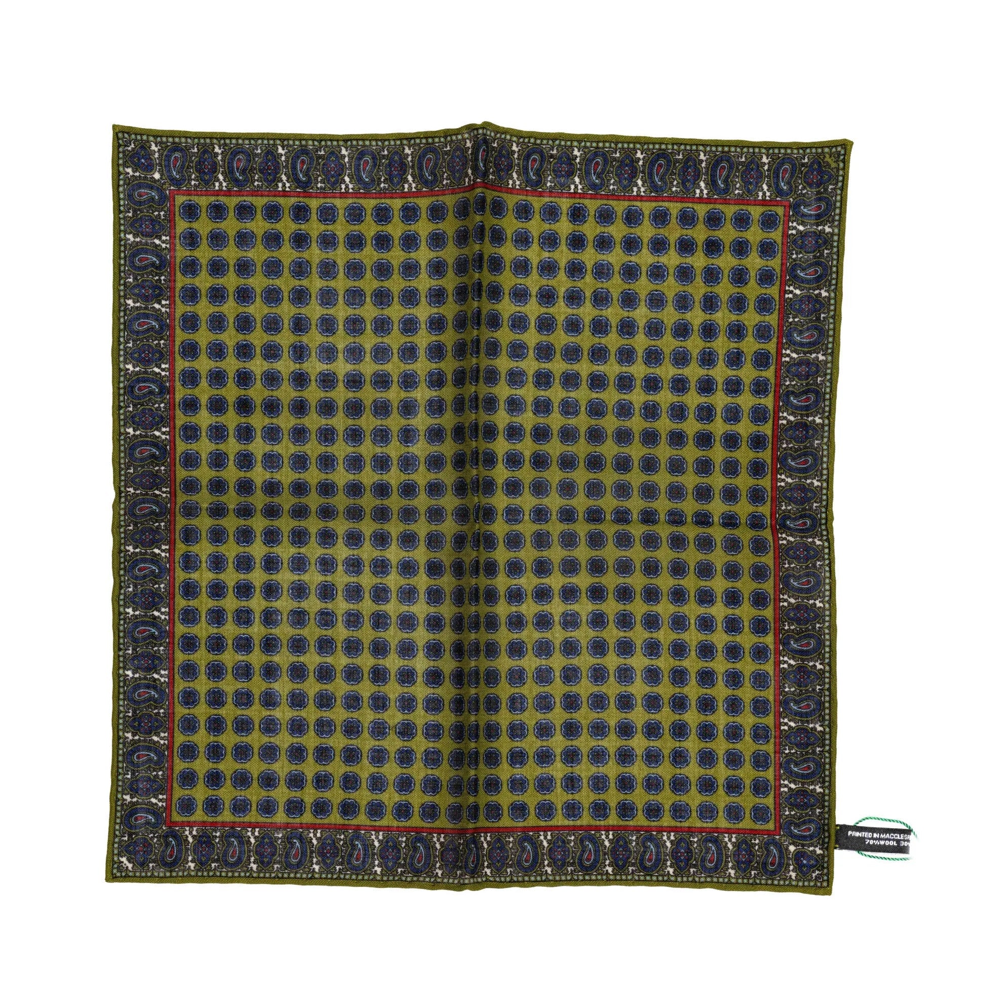 Front view of the Adamley Pocket Square Floral Green