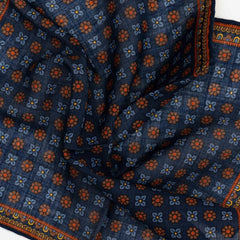 Close-up floral detail of the Adamley Pocket Square Floral Navy