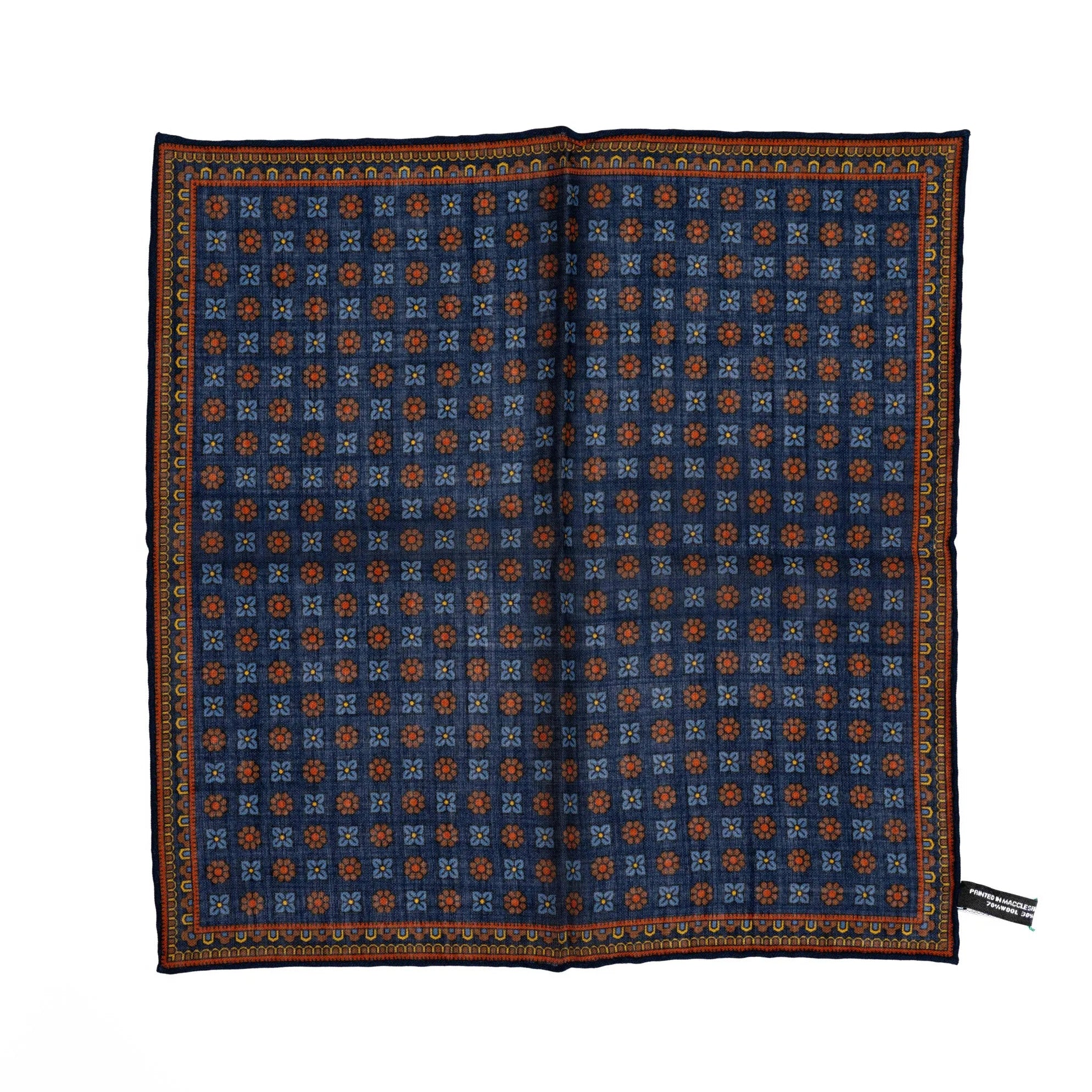 Front view of the Adamley Pocket Square Floral Navy