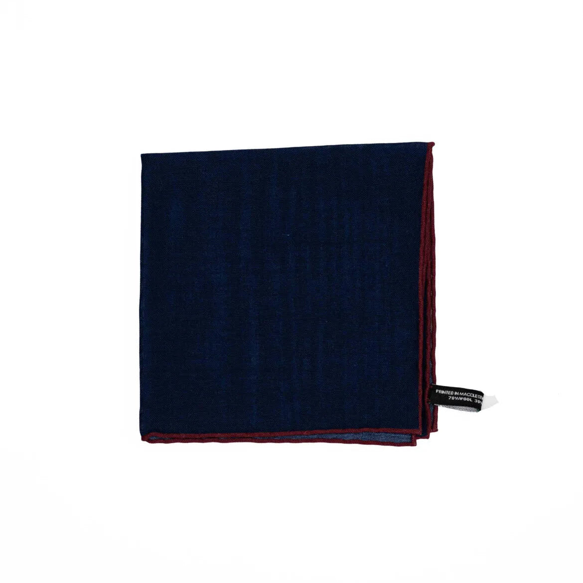 Folded view of the Adamley Pocket Square Red Edge Navy