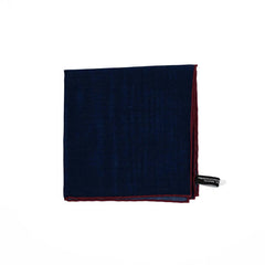 Folded view of the Adamley Pocket Square Red Edge Navy