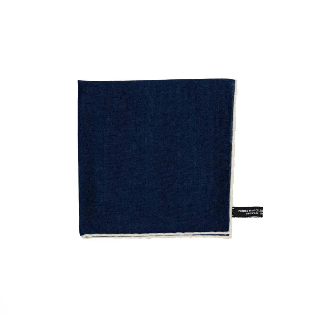 Folded view of the Adamley Pocket Square White Edge Navy