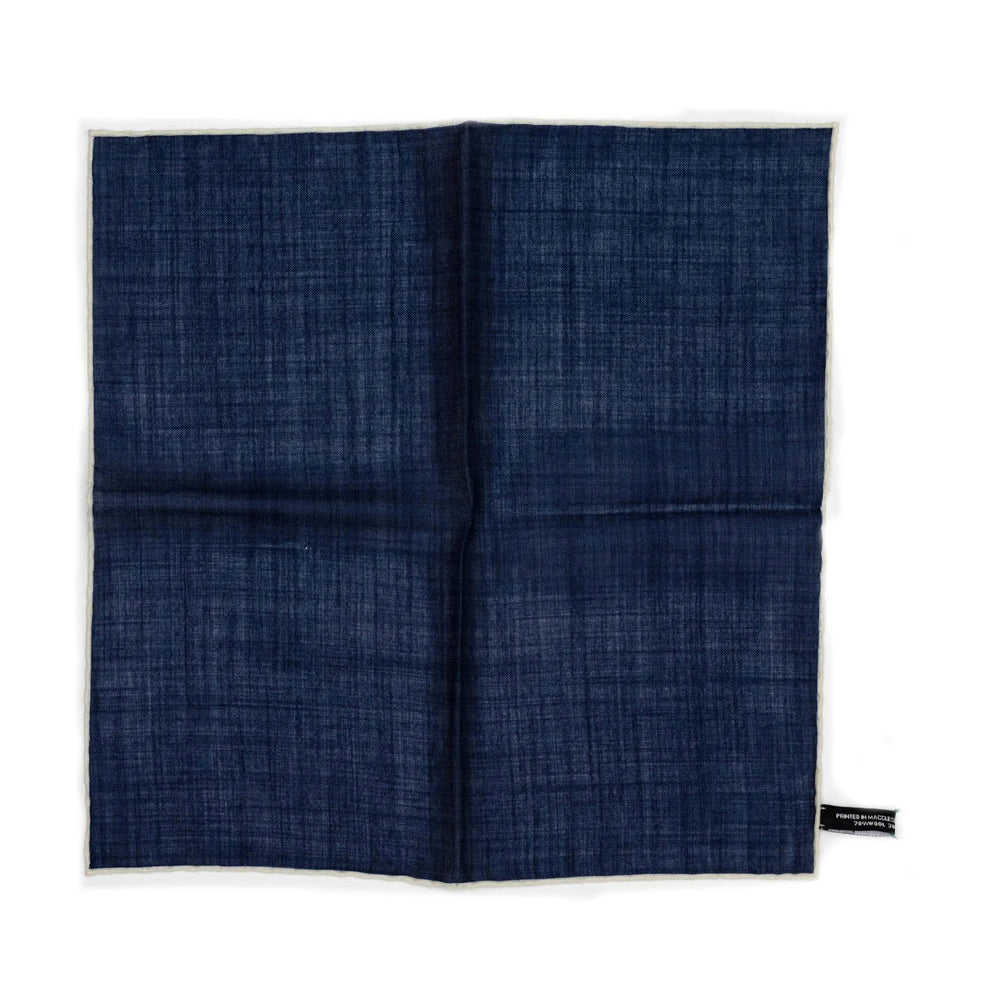 Front view of the Adamley Pocket Square White Edge Navy