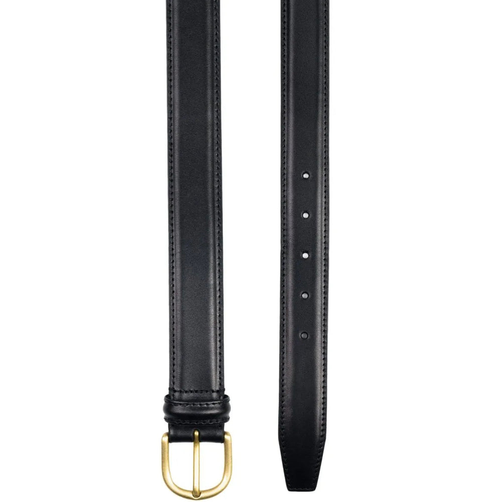 Detailed craftsmanship view of Anderson's Brass Buckle Belt Calf Black
