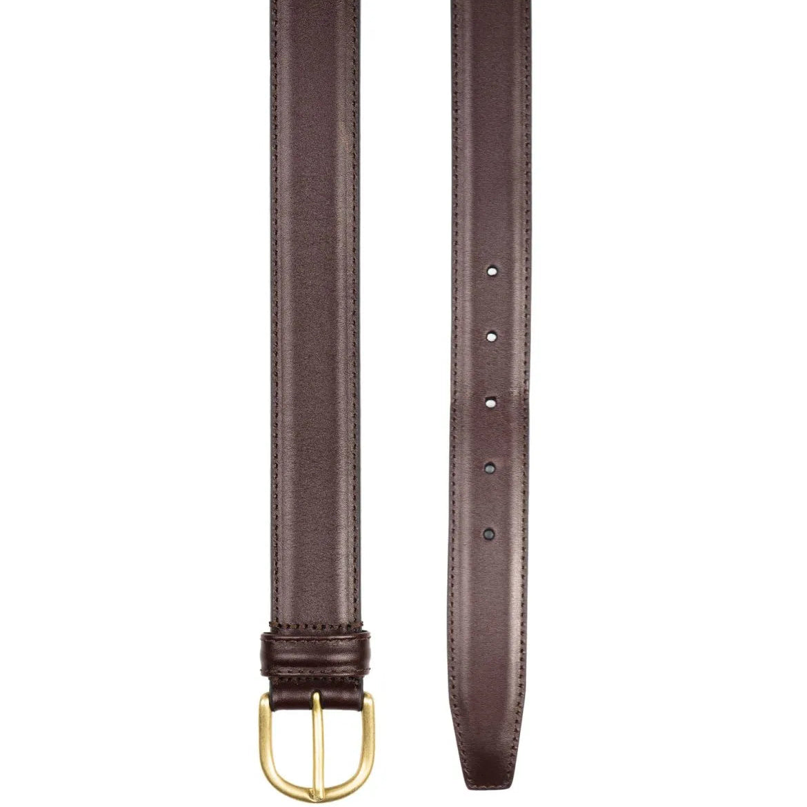 Detailed craftsmanship view of Anderson's Brass Buckle Belt Calf Dark Brown
