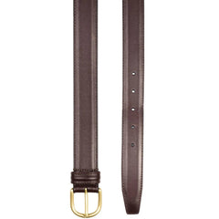 Detailed craftsmanship view of Anderson's Brass Buckle Belt Calf Dark Brown