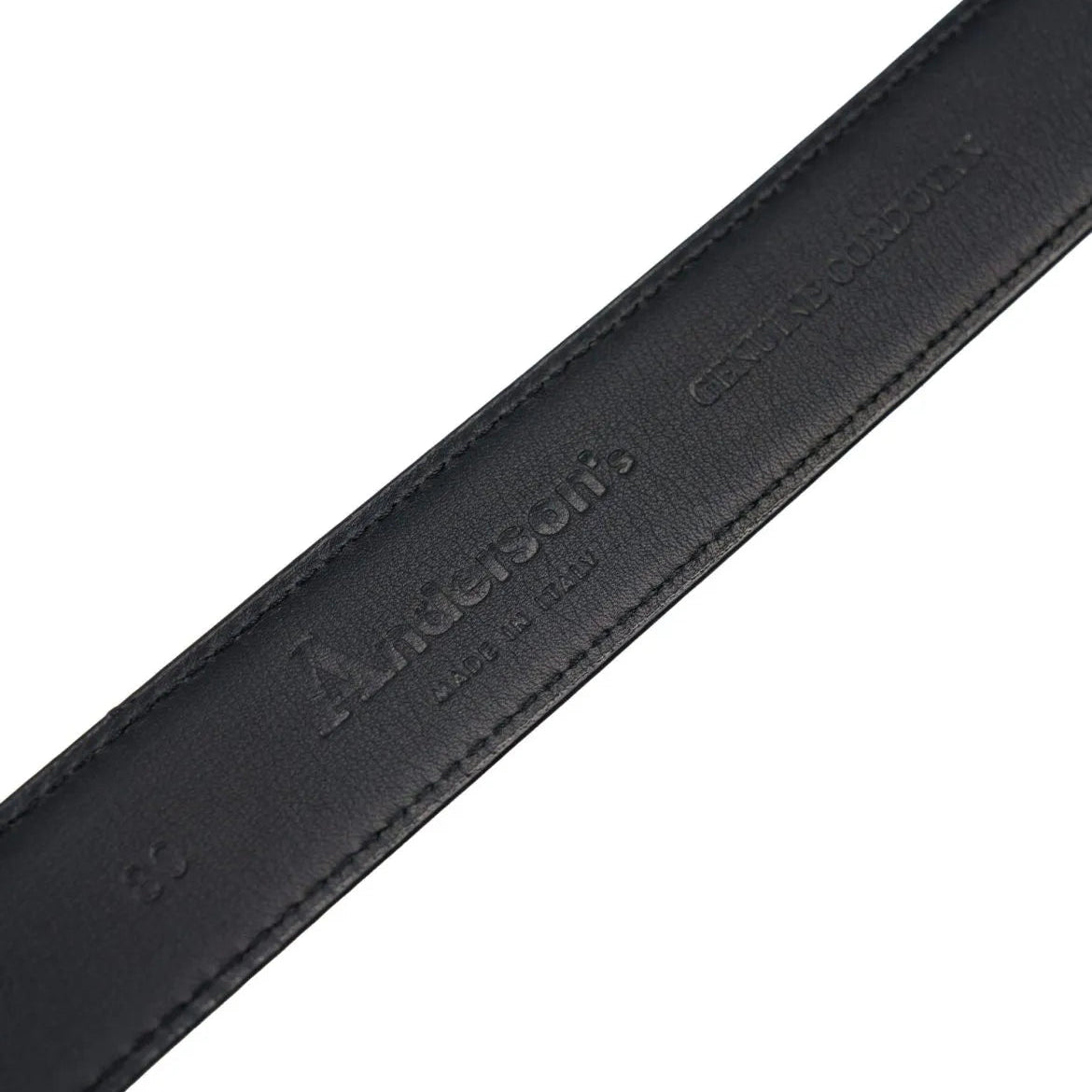 Leather close-up of Anderson's Brass Buckle Belt Cordovan Black