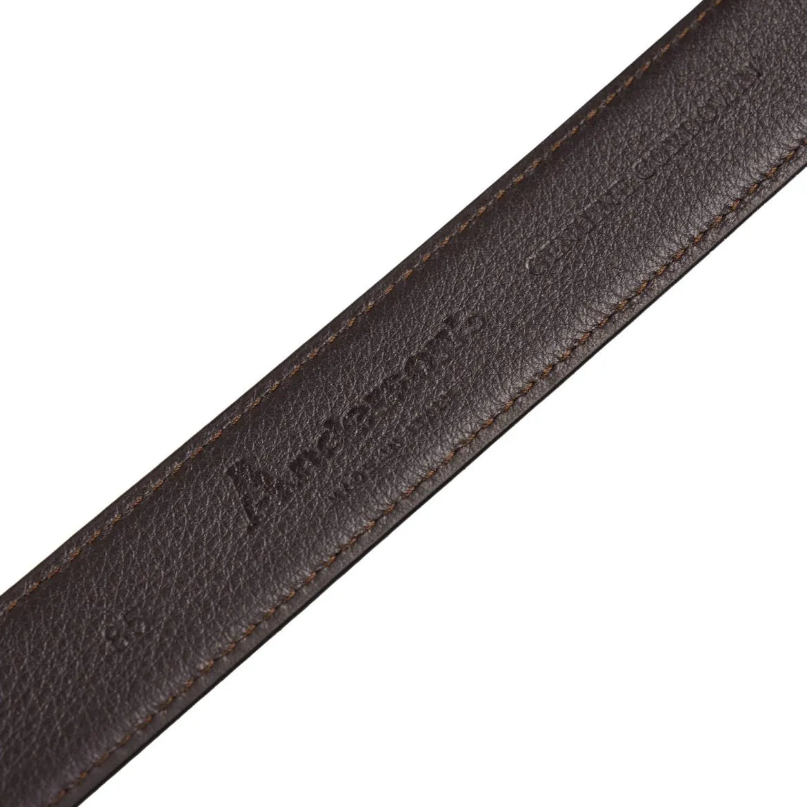 Leather close-up of Anderson's Brass Buckle Belt Cordovan Dark Brown