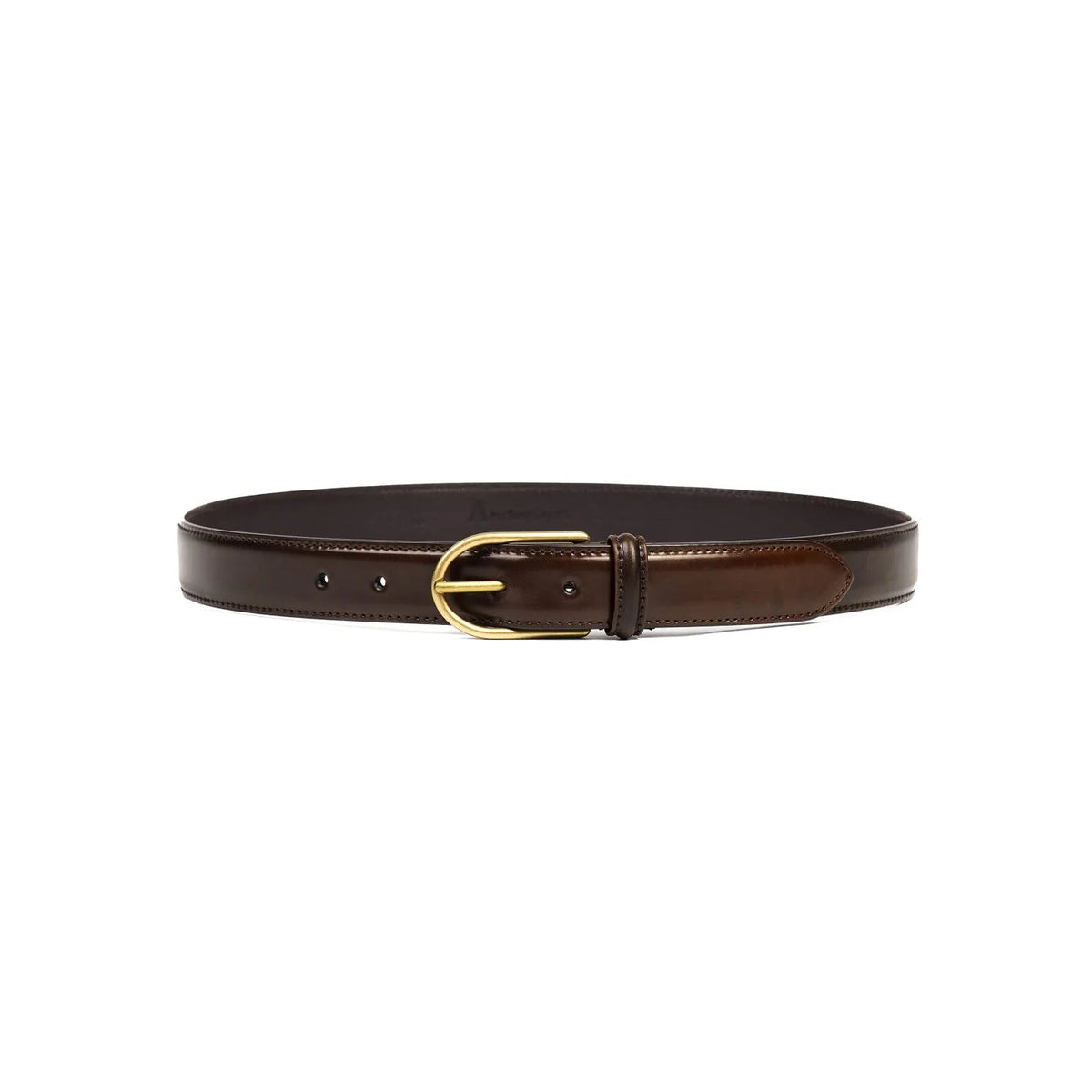Front view of Anderson's Brass Buckle Belt Cordovan Dark Brown