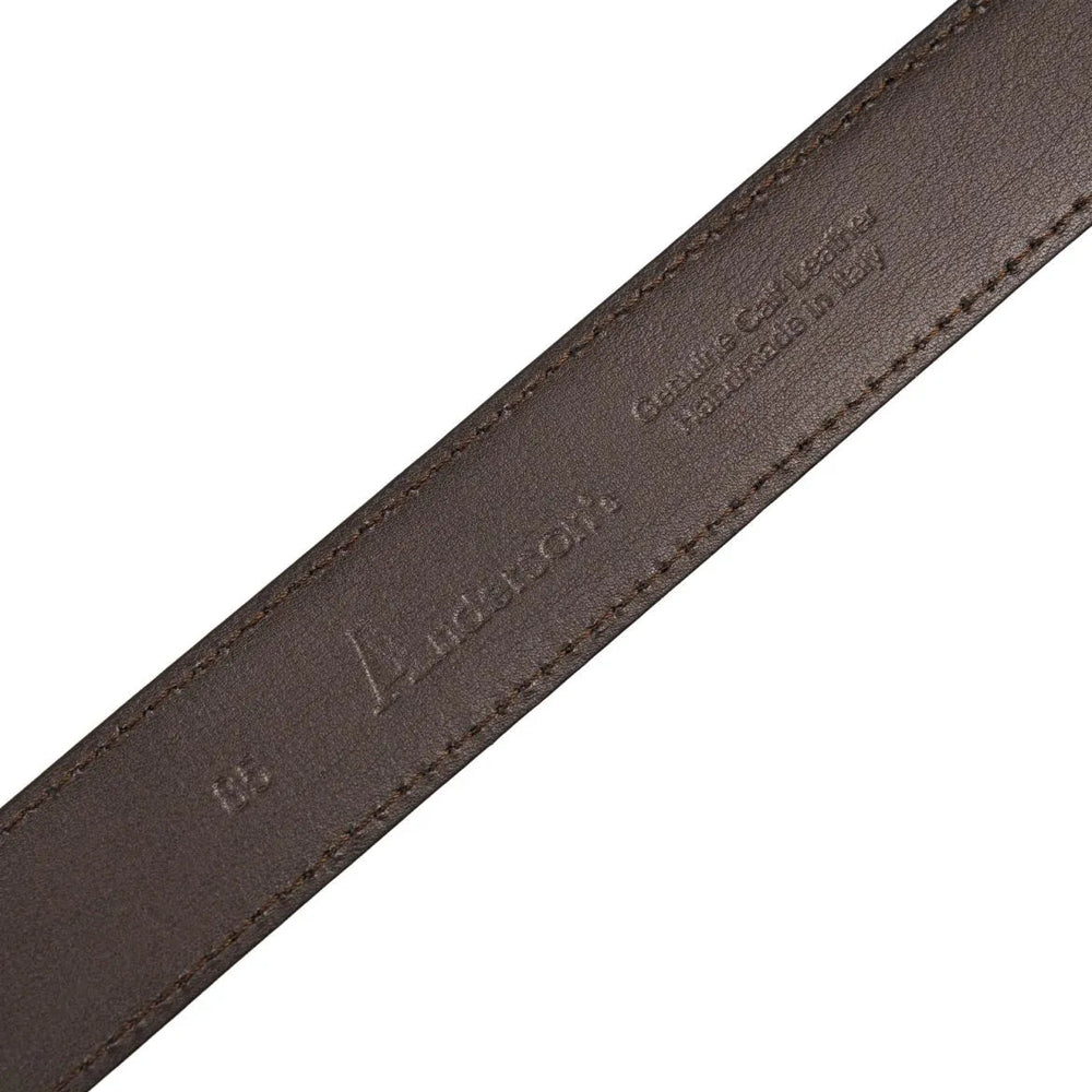 Leather close-up of Anderson's Brass Buckle Belt Suede Dark Brown