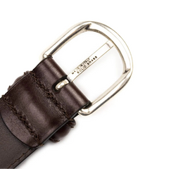 Buckle view of Anderson's Silver Buckle Belt Calf Dark Brown