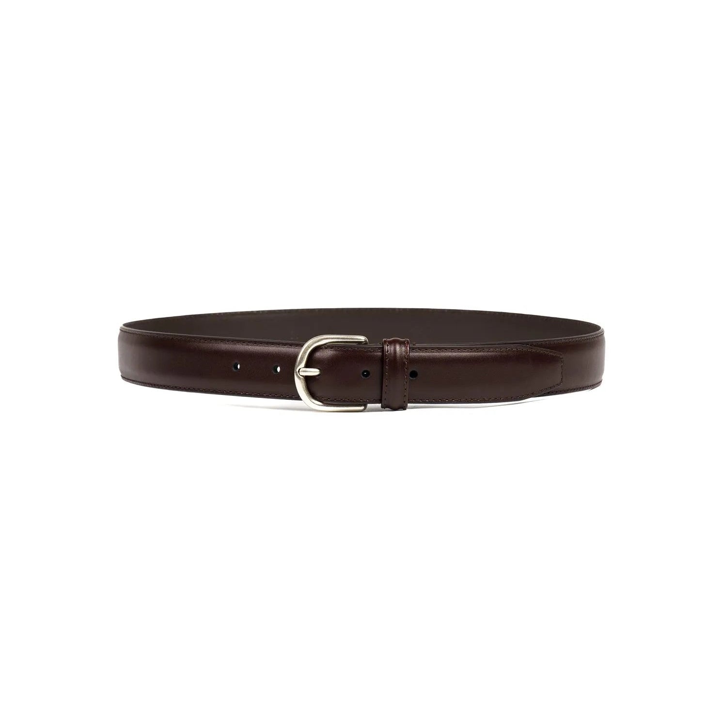 Front view of Anderson's Silver Buckle Belt Calf Dark Brown