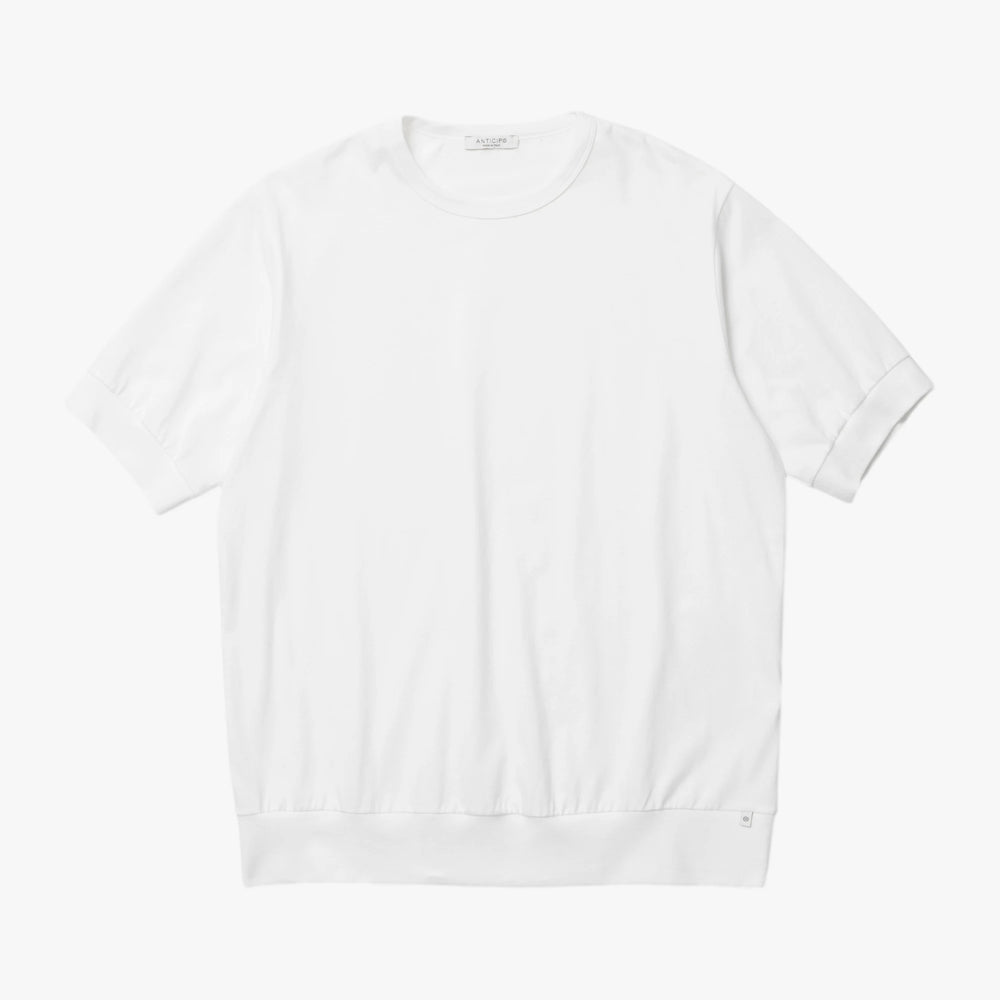 Front view of the Anticipo Nebbiolo smooth crew neck T-shirt in white featuring a clean silhouette and refined minimalist design.
