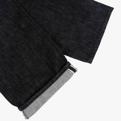 Close-up of the Sydney Black denim showing the weave texture, rich black coloration, and structured hand feel.