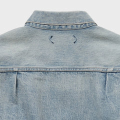Auberge Bio Denim Jacket Bleach Back Yoke Detail Japanese Denim