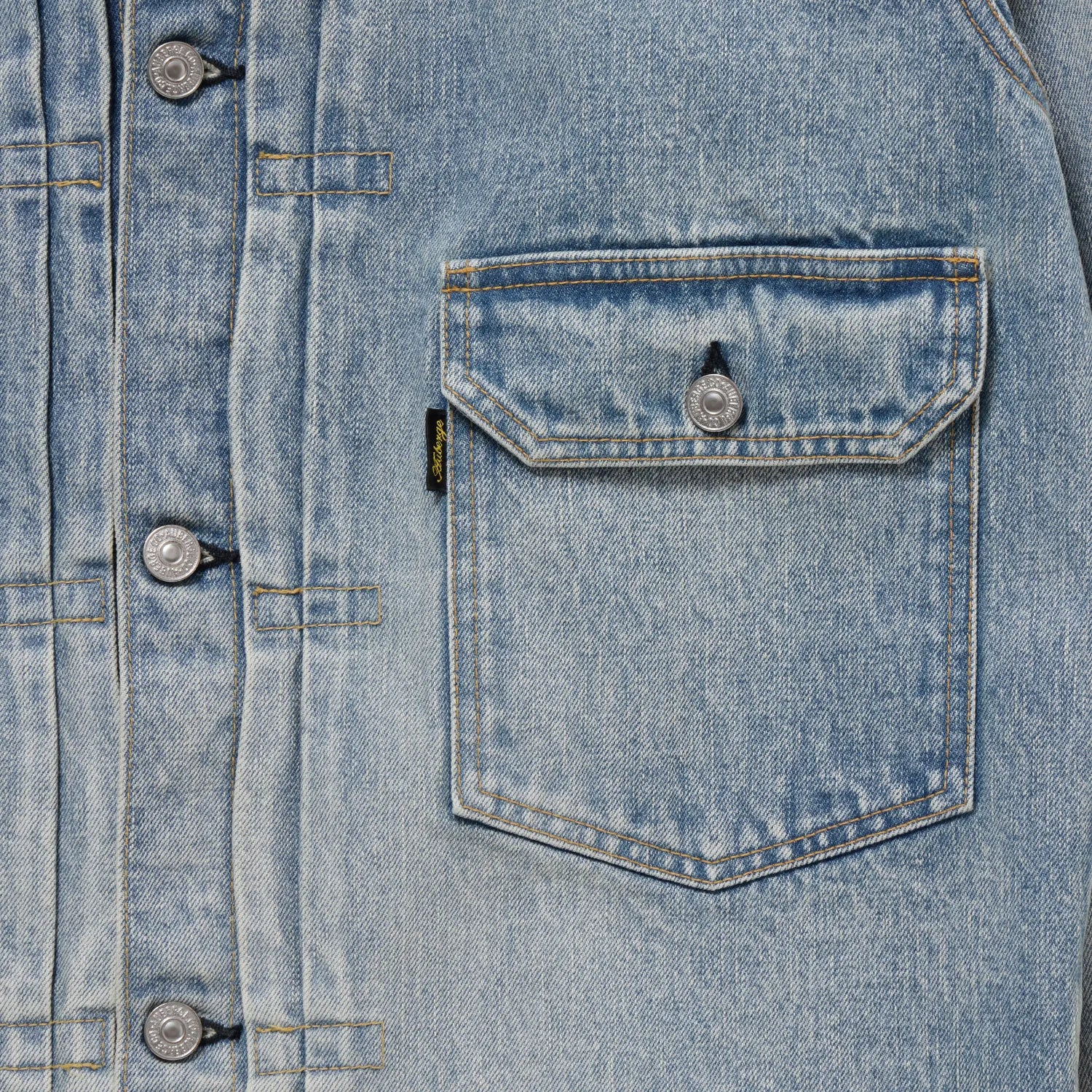 Auberge Bio Denim Jacket Bleach Chest Pocket Detail Denim Workwear Jacket