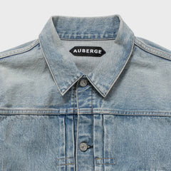 Auberge Bio Denim Jacket Bleach Collar Detail Washed Denim Construction